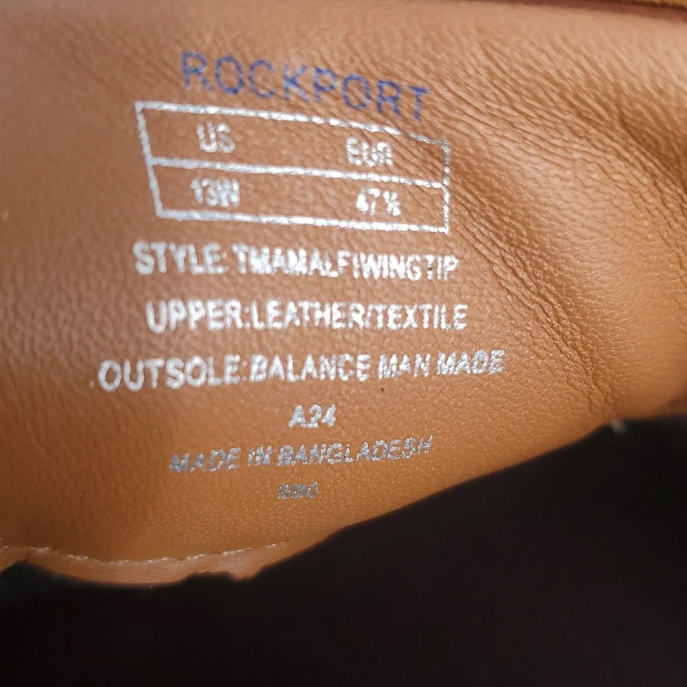 Rockport Total Motion Amalfi Wingtips Men's Tan Brogue Oxford Size 13 Wide